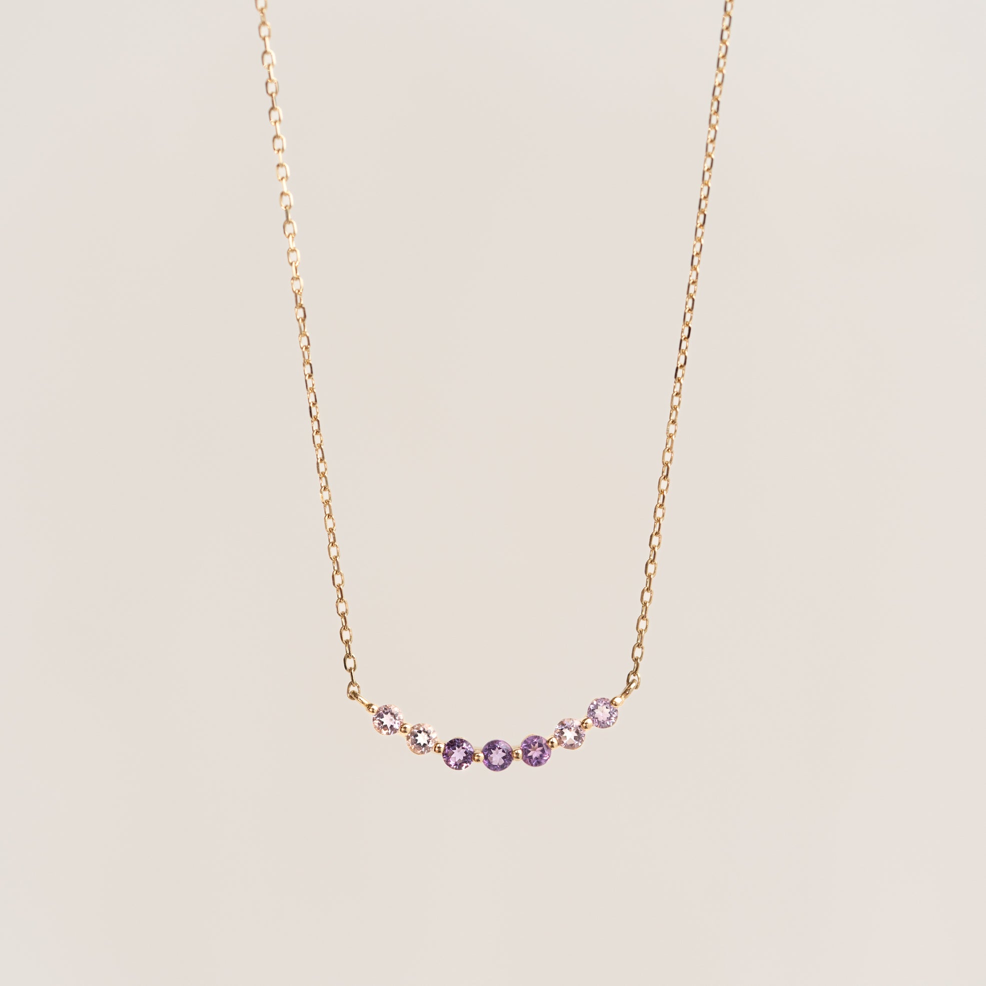 February Birthstone Necklace 14k Gold Ombre Amethyst Linjer