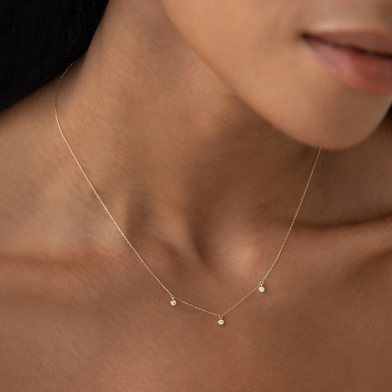 dress up gold chain 3-Diamond Necklace 14k Gold - Eira