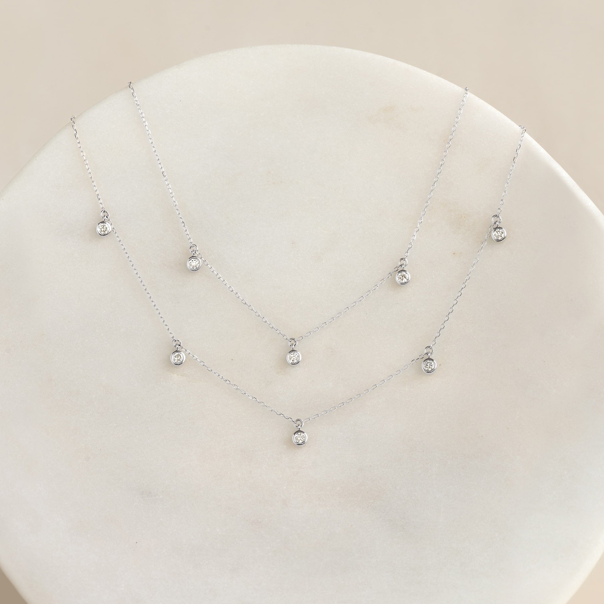 3-Diamond Necklace White Gold - Eira | Linjer Jewelry