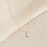 Flower Diamond Pendant Necklace 14k Gold - Fiorella with a delicate floral diamond cluster on a fine gold chain
