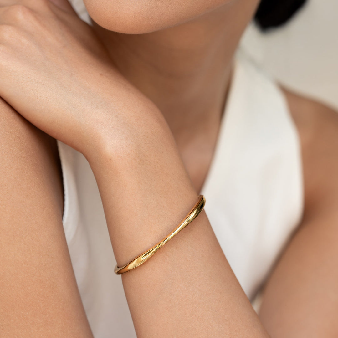 Gold Organic Bangle S - Aelia | Linjer Jewelry