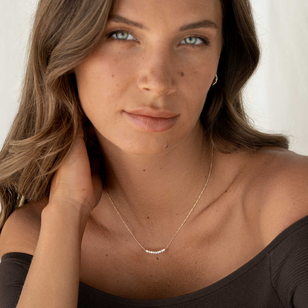 Marquise and Round Diamond Necklace 14k Gold - Noelia | Linjer Jewelry