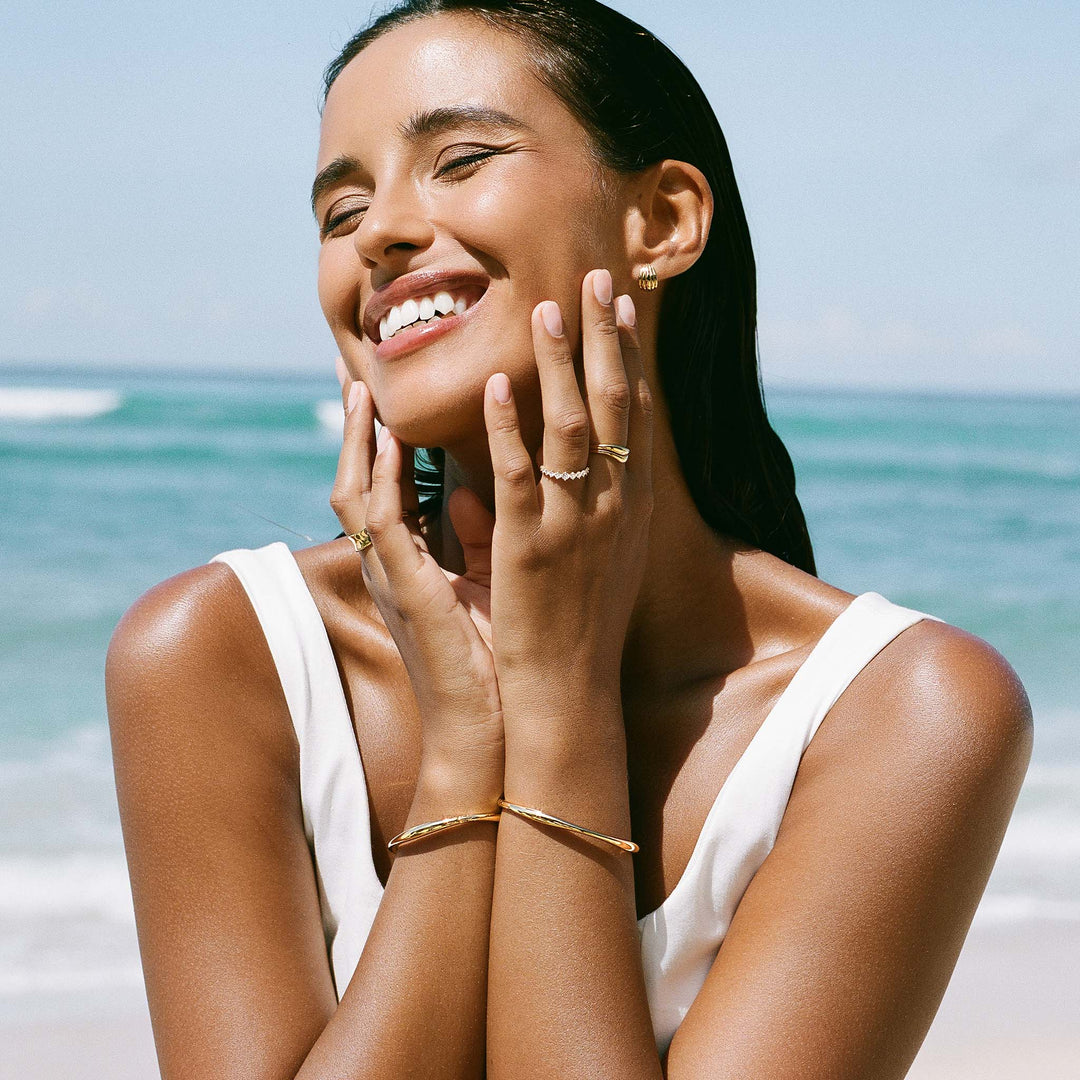 Gold Organic Bangle M/L - Aelia | Linjer Jewelry