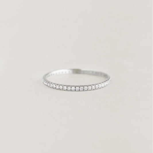 Diamond Eternity Ring White Gold with a continuous row of sparkling lab-grown diamonds on a delicate band