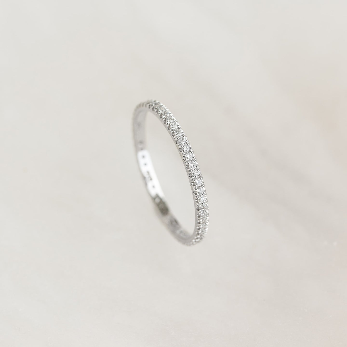 Diamond Eternity Ring White Gold with continuous sparkling lab-grown diamonds on a sleek 14k white gold band