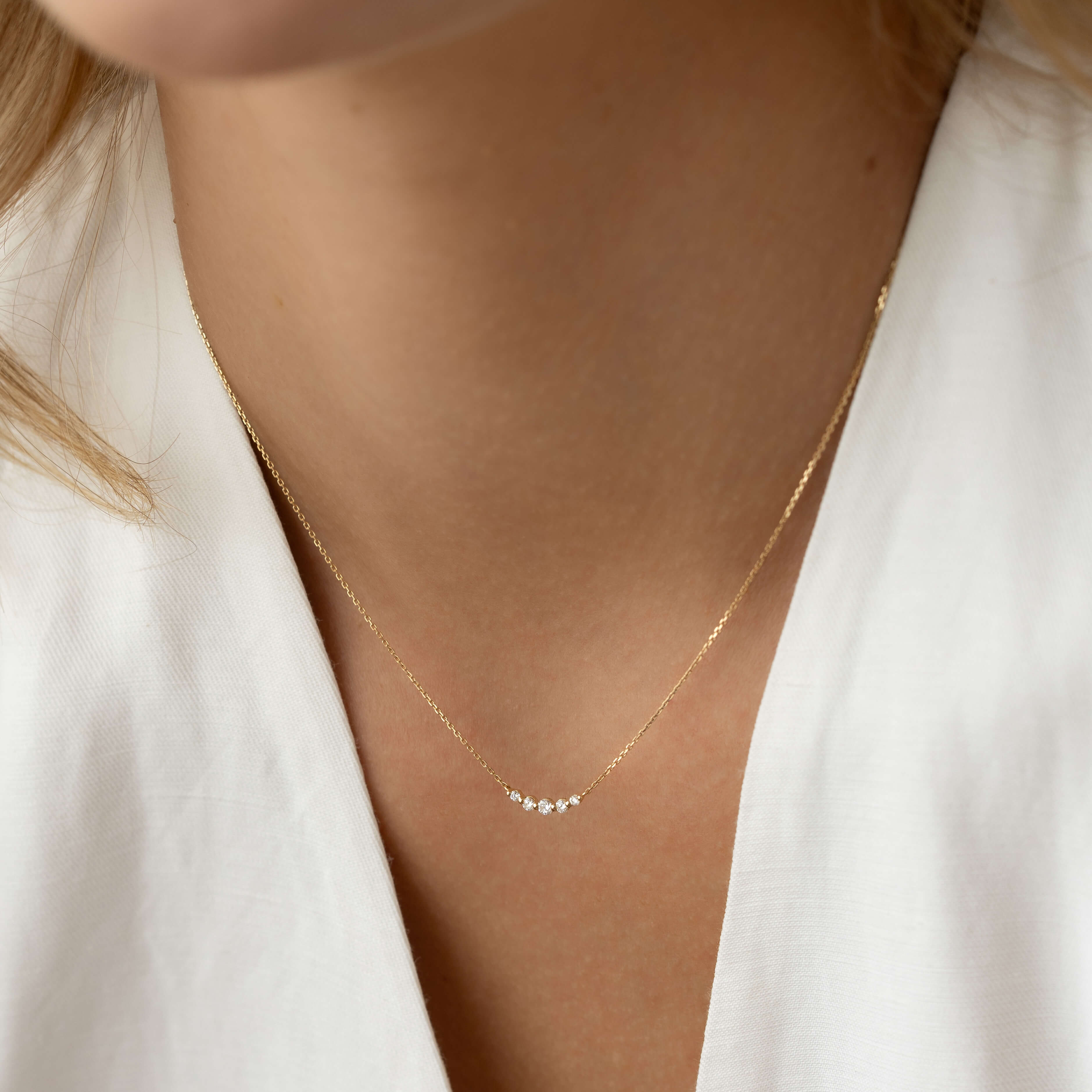 14k Gold Petal Chain Necklace - Fleur | Linjer Jewelry