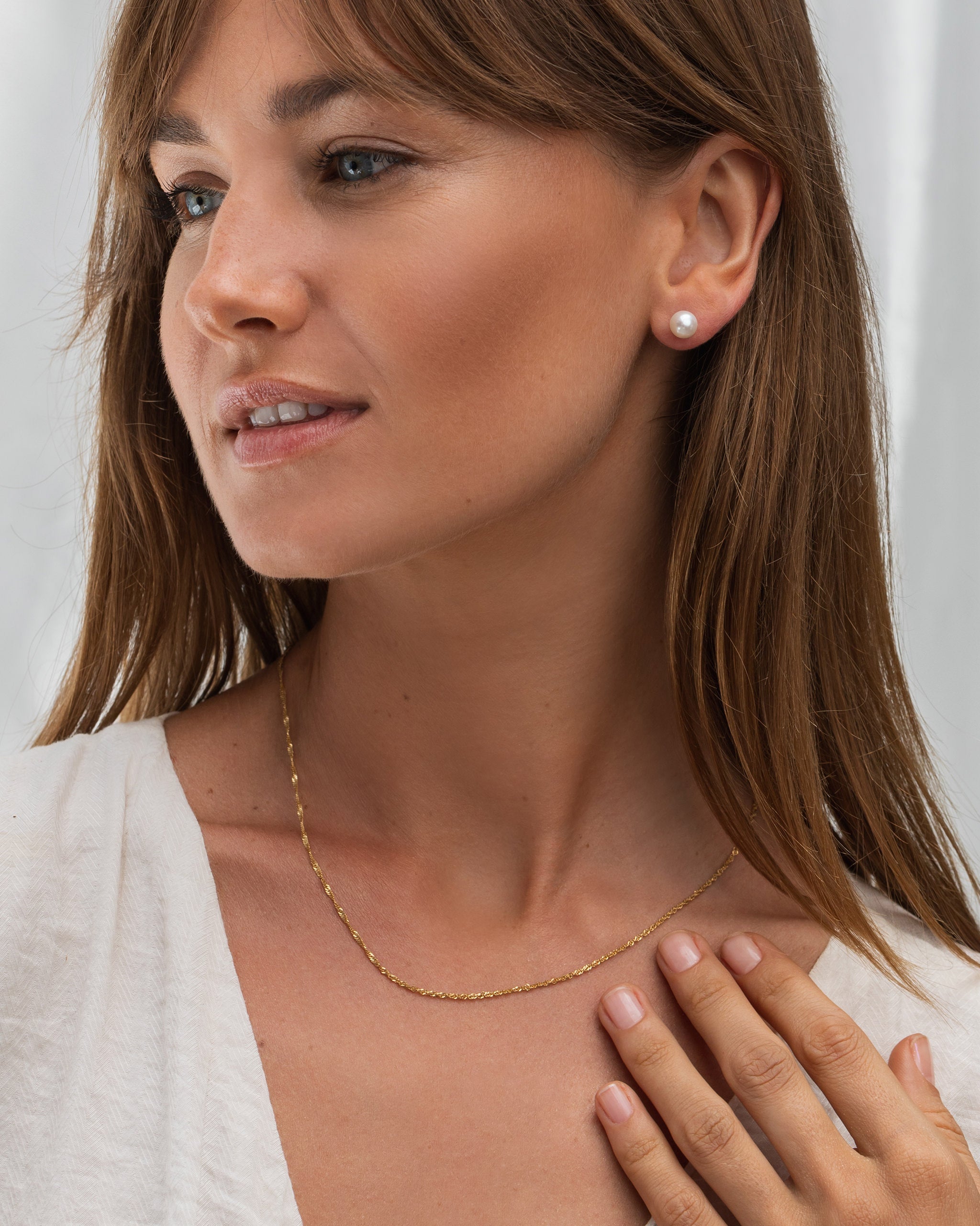 Gold vermeil chain on model