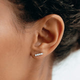 14k White Gold Diamond Bar Stud Earrings - Lucia