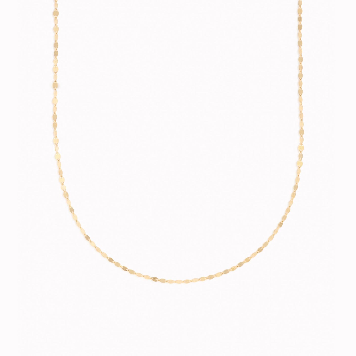 Chain necklace with petal shaped links in solid gold