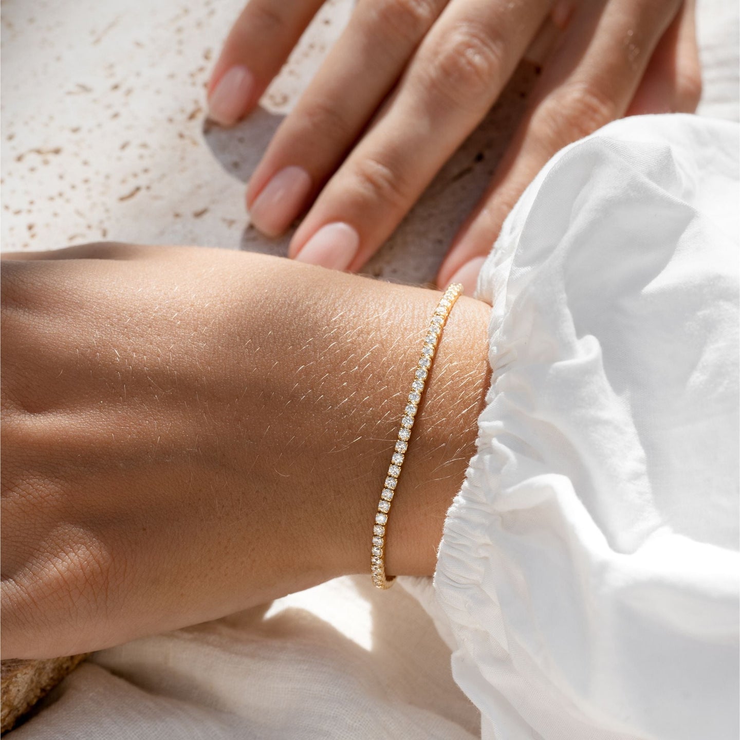 Cubic zirconia tennis bracelet in gold vermeil