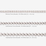 Half Diamond Tennis Bracelet 14k White Gold (1.8 - 2.0 ct tw) with bezel-set round diamonds on white background