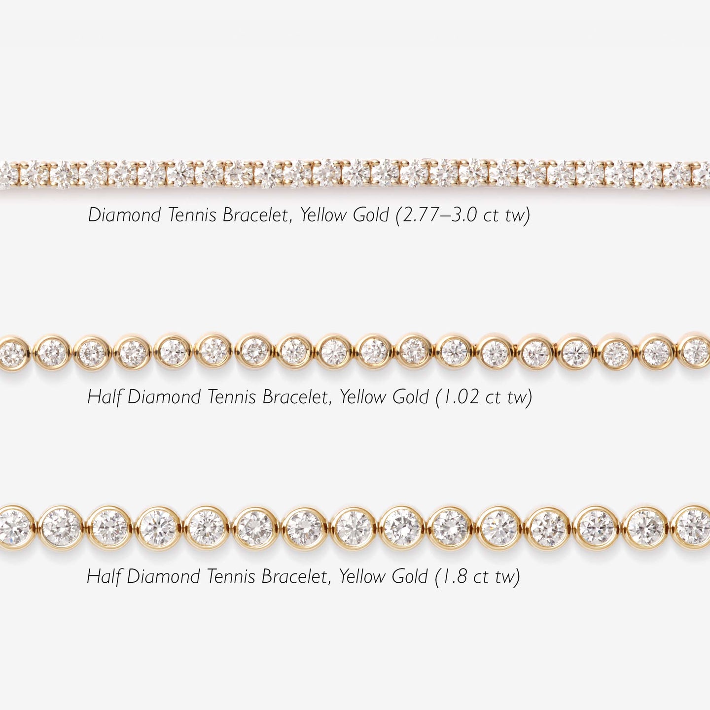 Half Diamond Tennis Bracelet 14k Yellow Gold (1.8 ct tw)