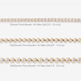 Diamond Tennis Bracelet 14k Yellow Gold (2.6 - 2.7 ct tw, 6.5 inches) shown alongside two half diamond tennis bracelets