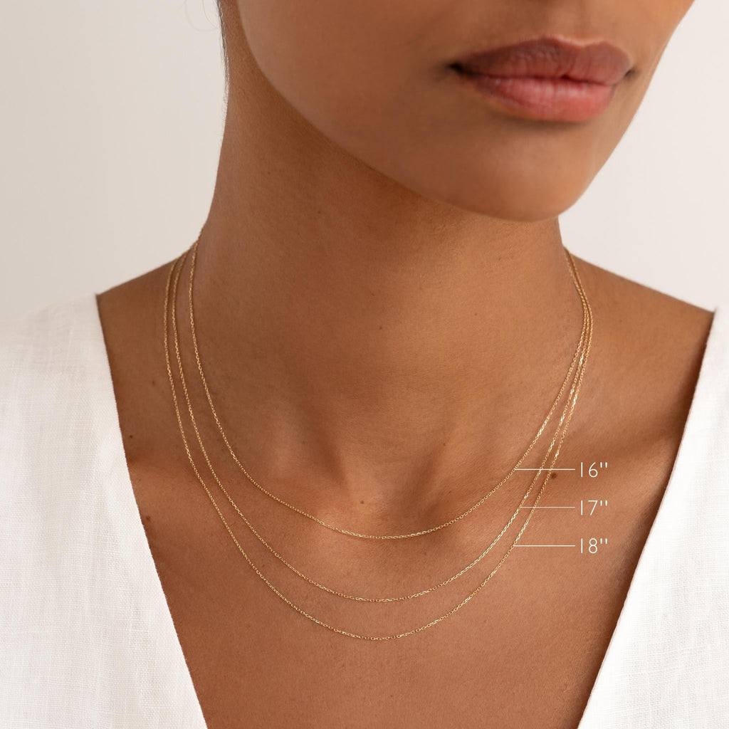14k Gold Cable Chain Necklace (16 inches) - Tyra | Linjer Jewelry