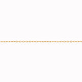 Delicate 14k gold cable chain necklace in 16 inches displayed horizontally on a white background