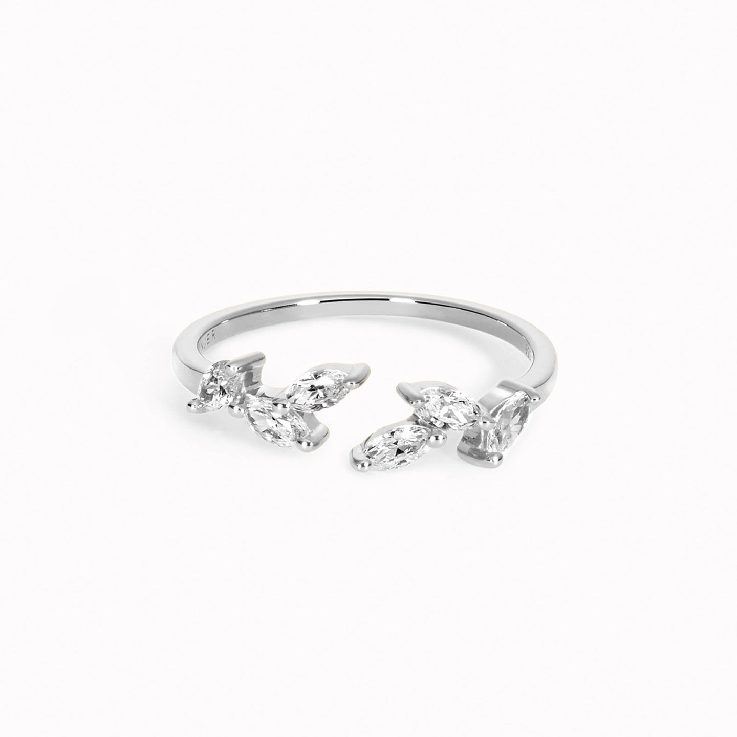 Silver Open Leaf Ring - Ada