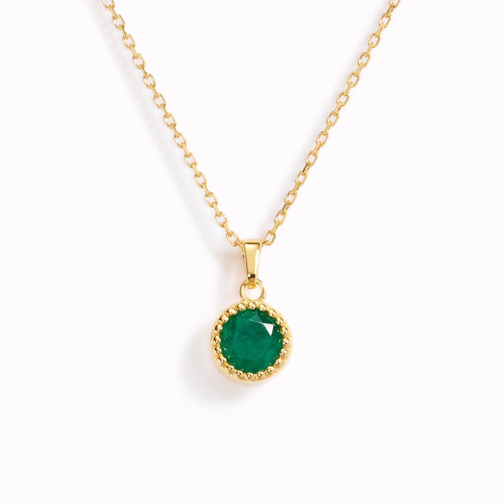 May Birthstone Necklace - Green Agate | Linjer Jewelry