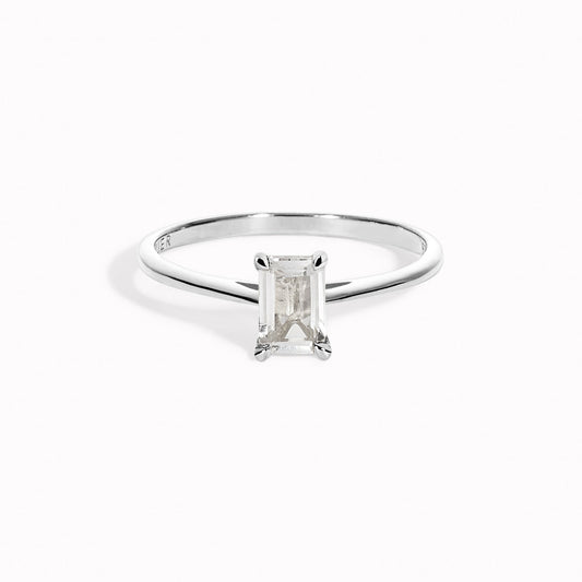 White topaz baguette ring in silver
