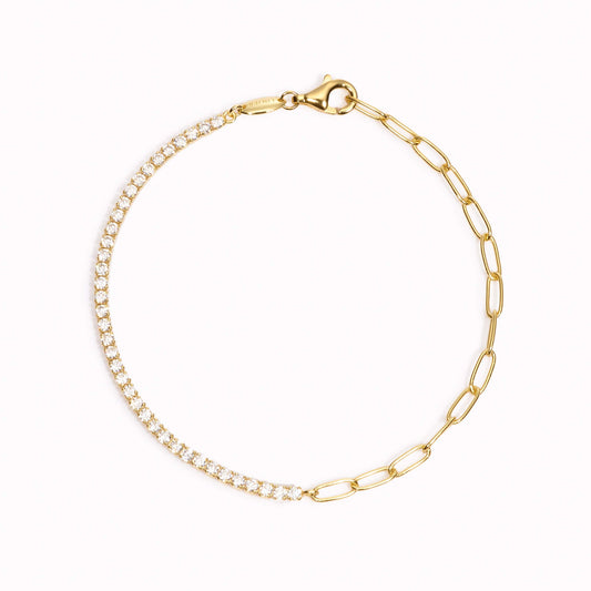 Cubic zirconia half tennis bracelet in gold vermeil
