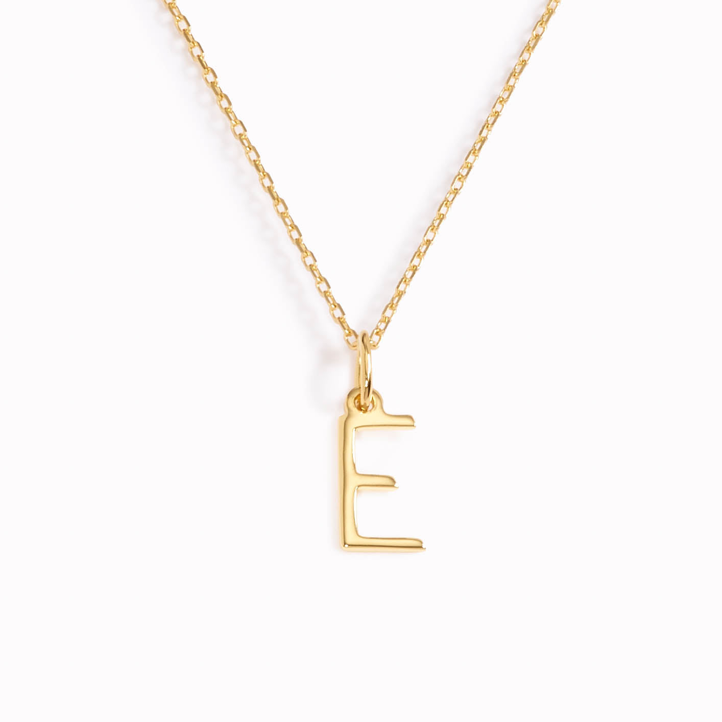 E Necklace Gold Initial Necklace Linjer Jewelry
