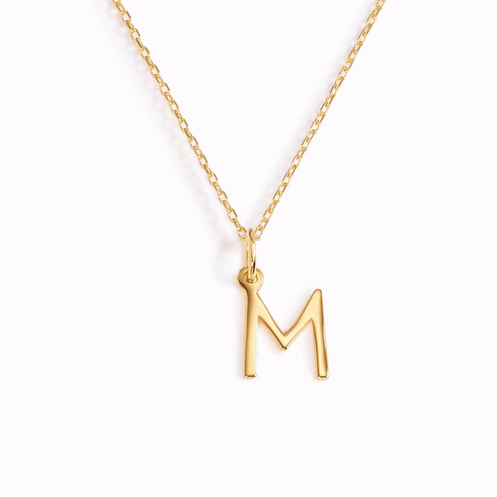 M Necklace / Gold Initial Necklace Linjer Jewelry