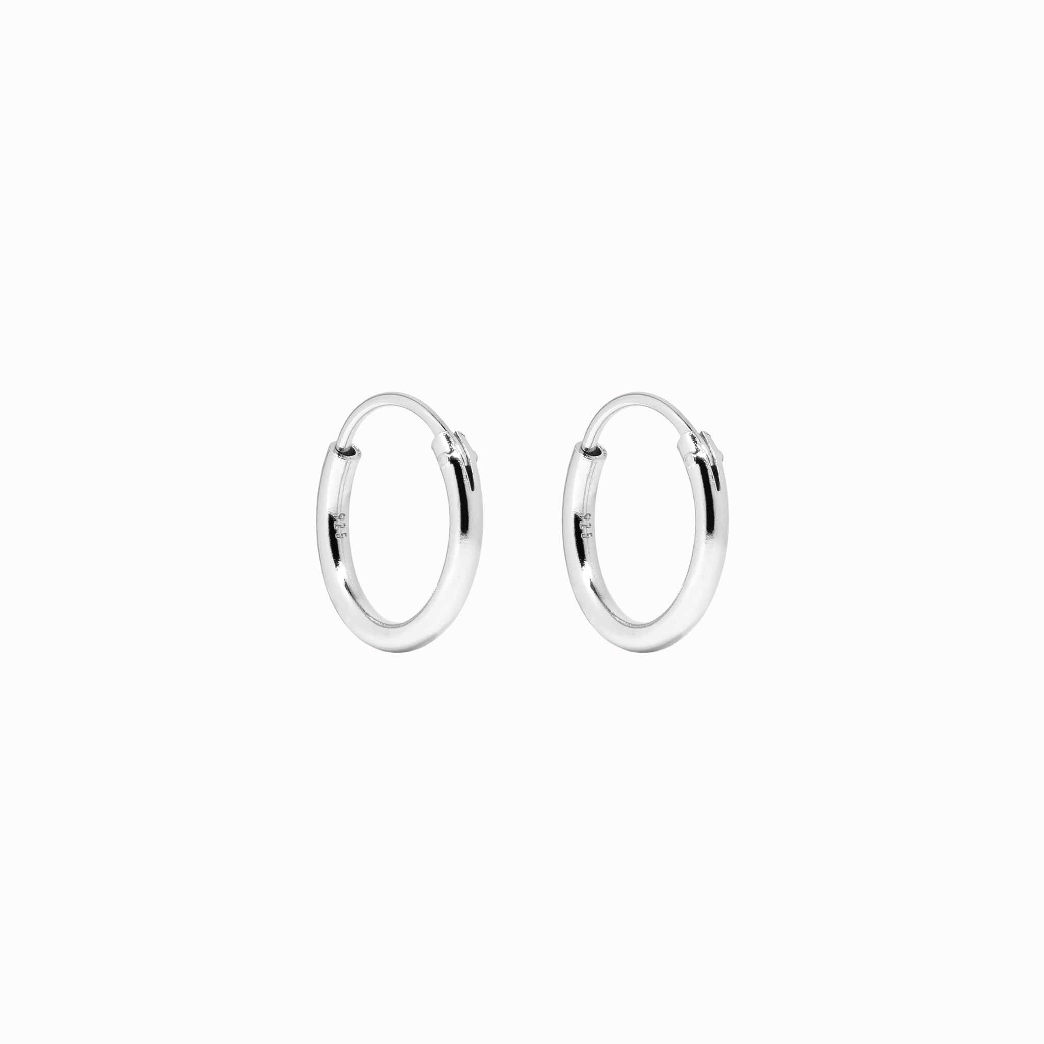 Sterling Silver Hoop Earrings Small, 12mm Sterling Silver (Pictured)