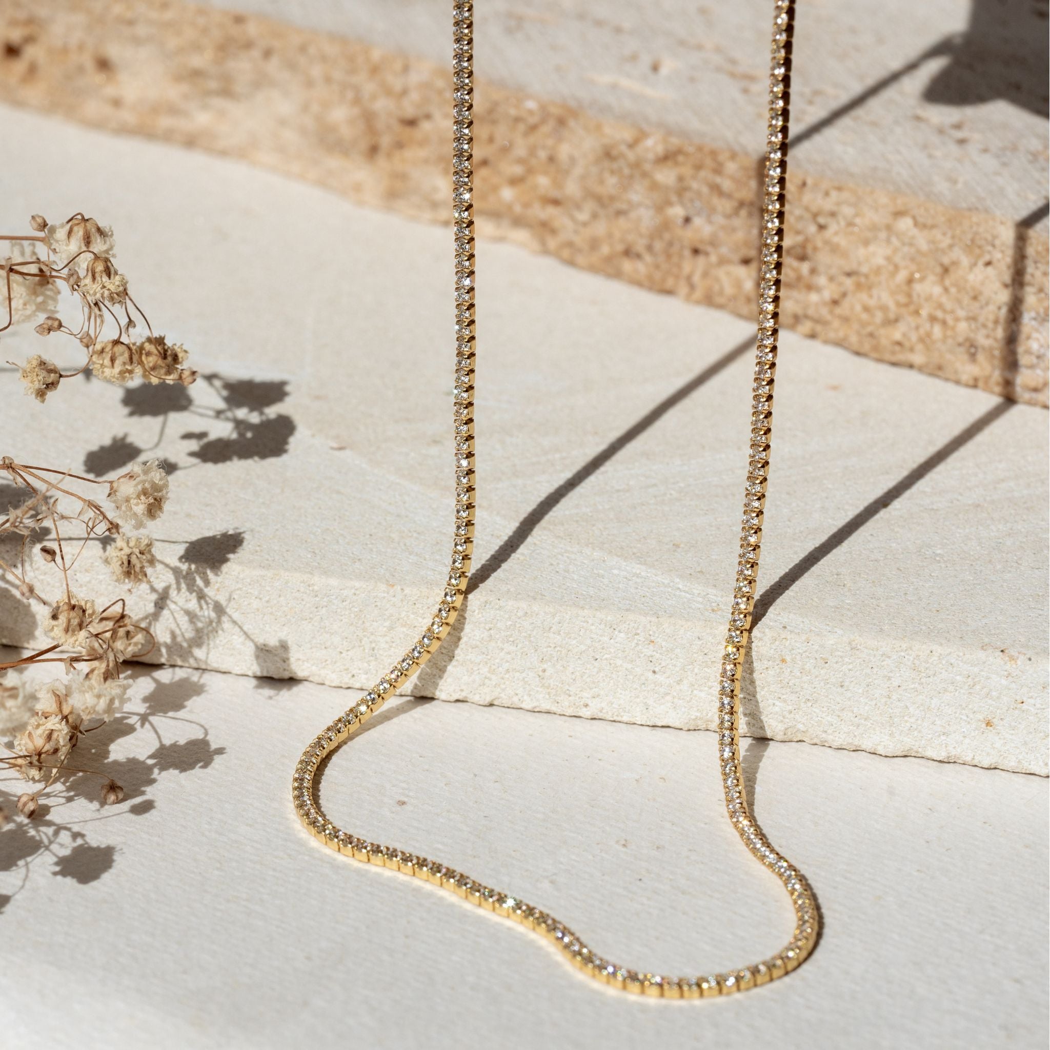 14k Gold Lab Created Diamond Tennis Necklace – Love JC Ring