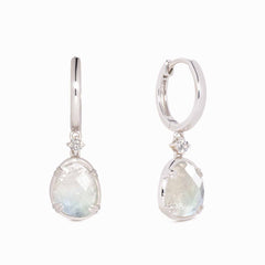 POPLYKE Orecchini Pendenti A Goccia In Argento Sterling 925 Con Pietra Lunare (Opale Blu) - Donna, Eleganti, Regalo