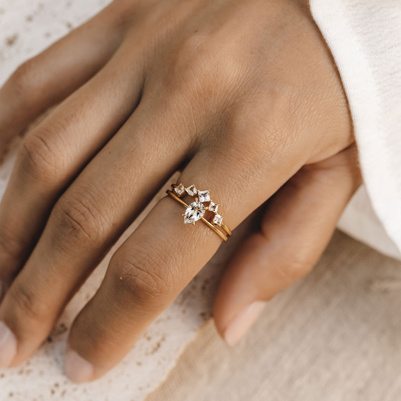 White Topaz Ring - Aurora | Linjer Jewelry