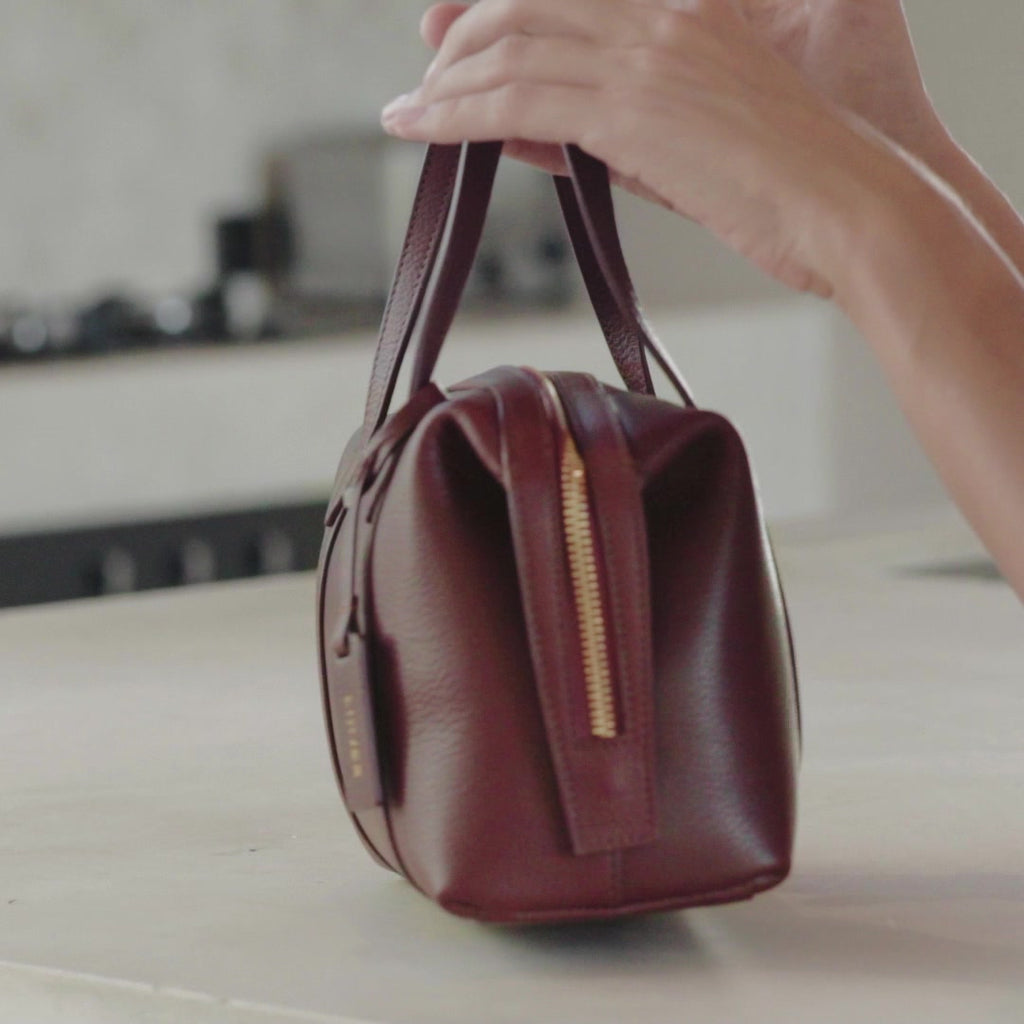 Designer Leather Handbag Mini Duffle Bag Women Boston 