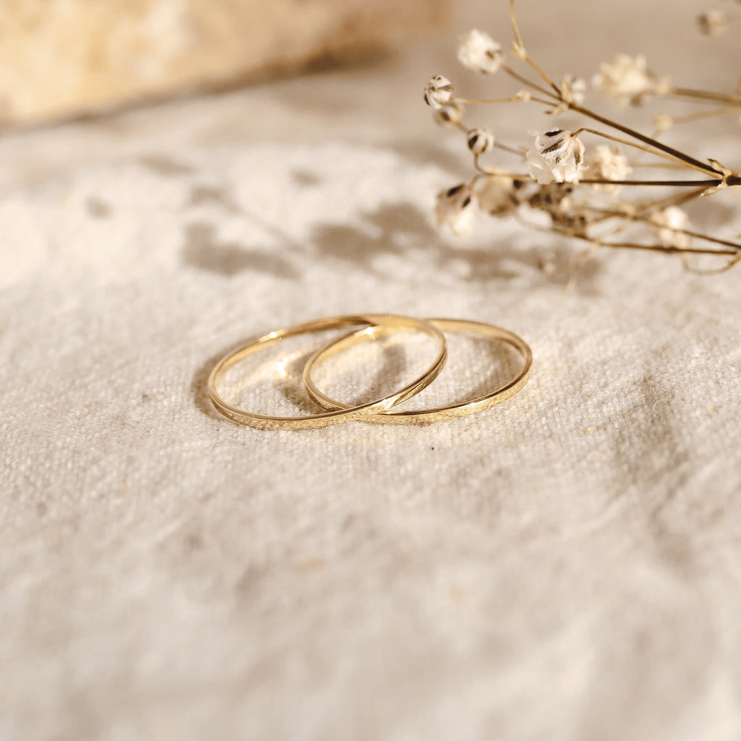 Gold thin stacking rings in yellow gold