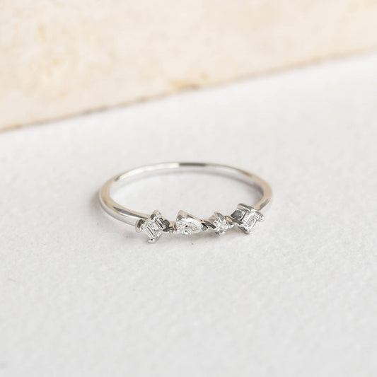 White gold diamond ring with irregular lab grown diamonds
