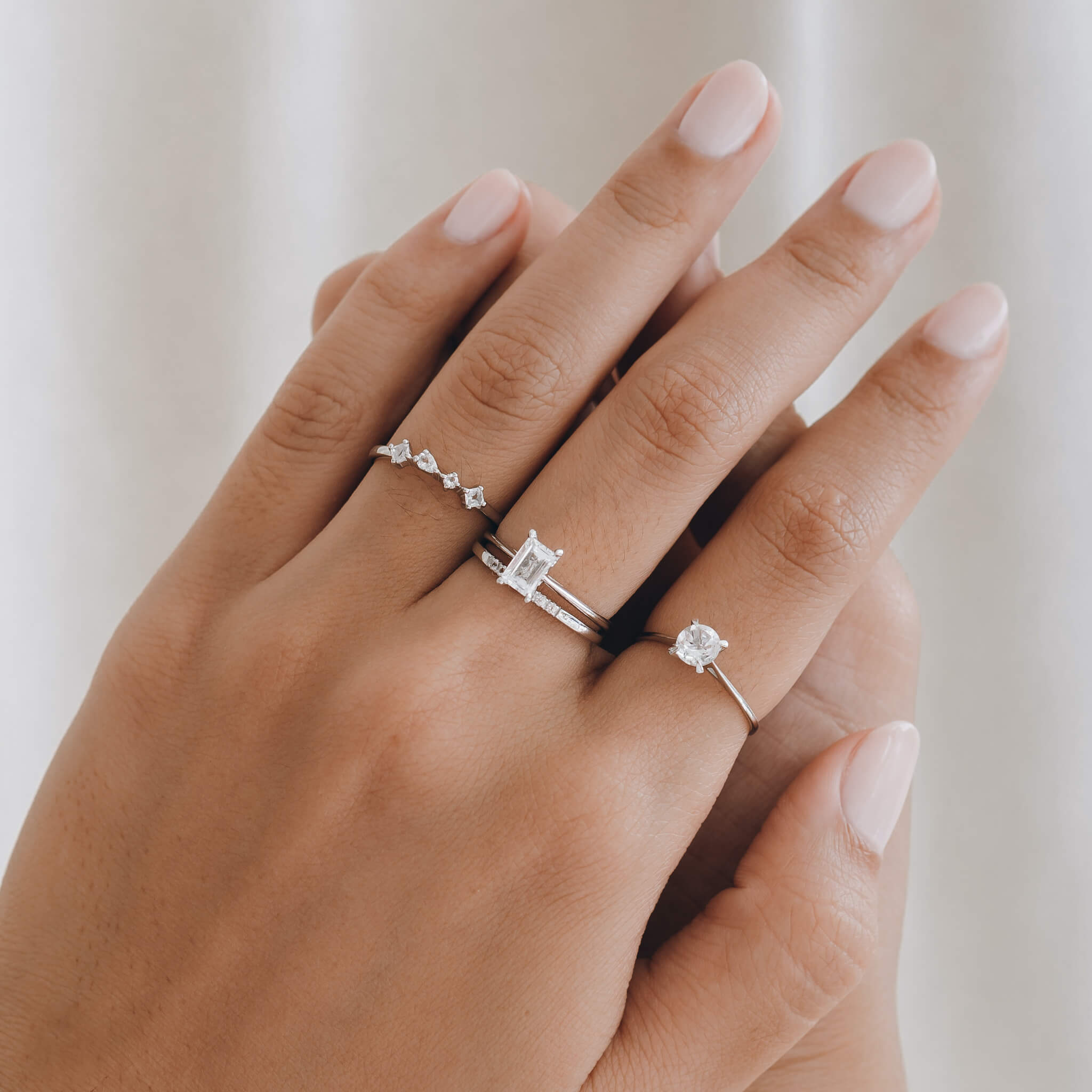 White Topaz Silver Ring - Ilse | Linjer Jewelry