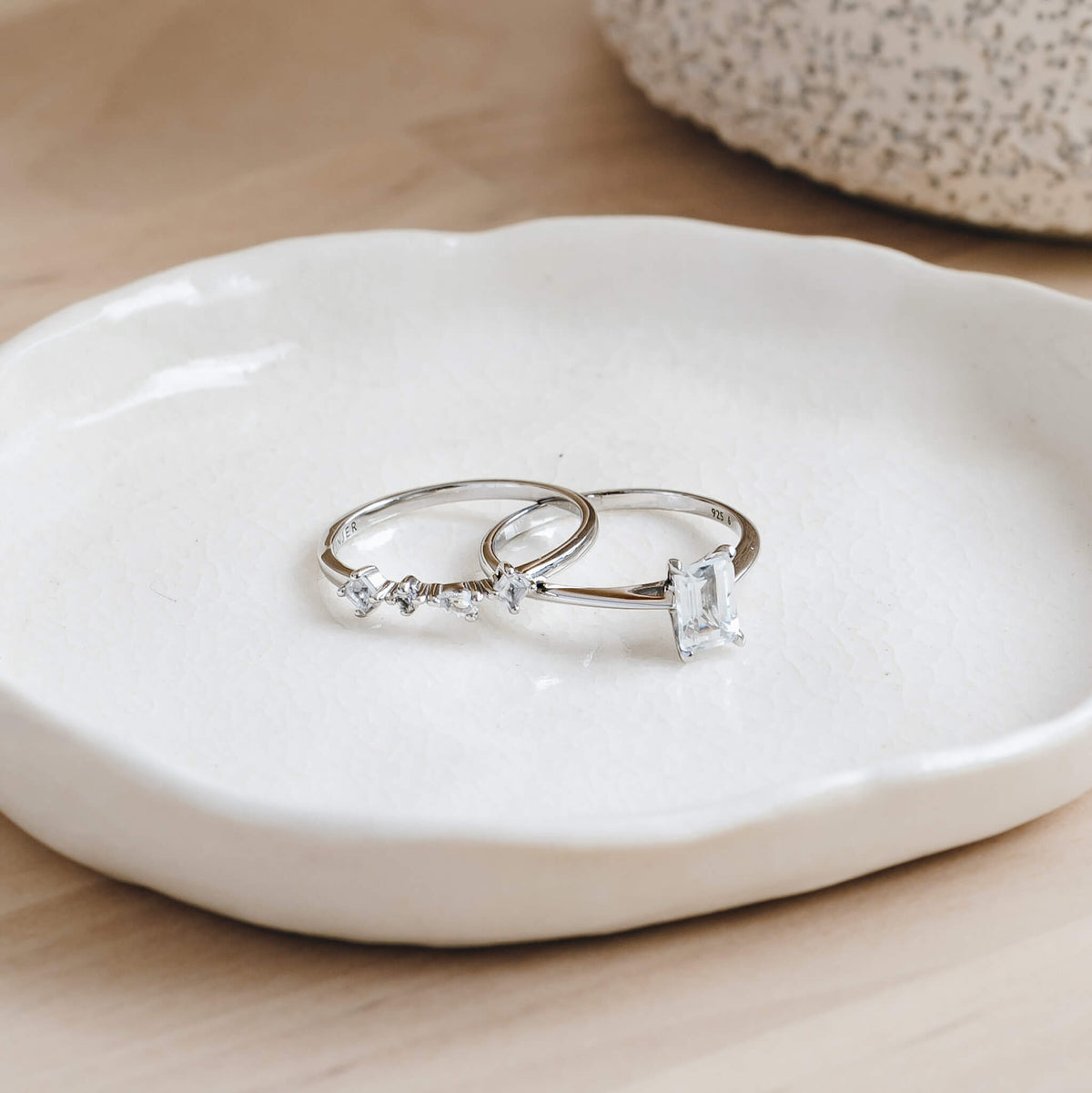 Sterling silver white gemstone rings 