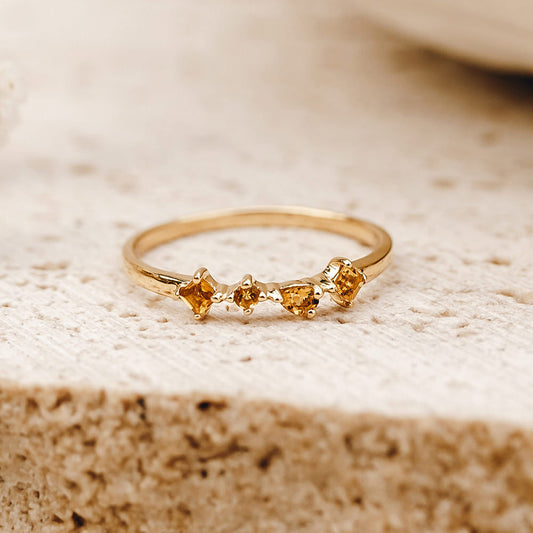 Citrine ring in gold vermeil with irregular gemstones