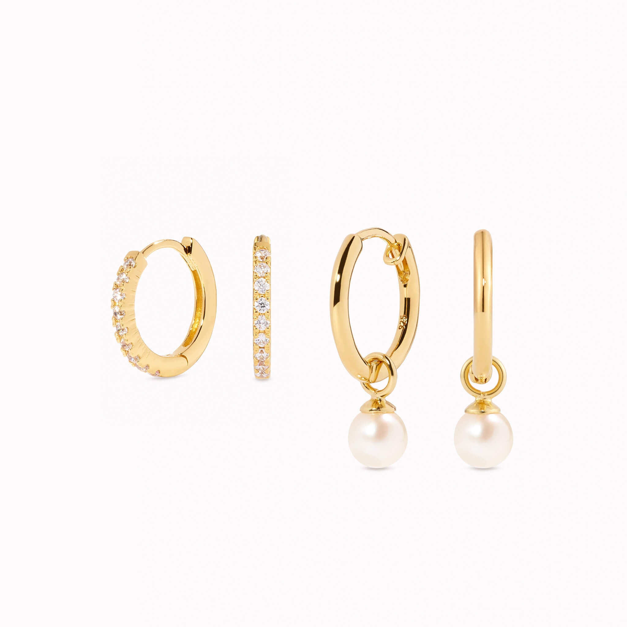 Gold Huggie Earrings Set | Linjer Jewelry