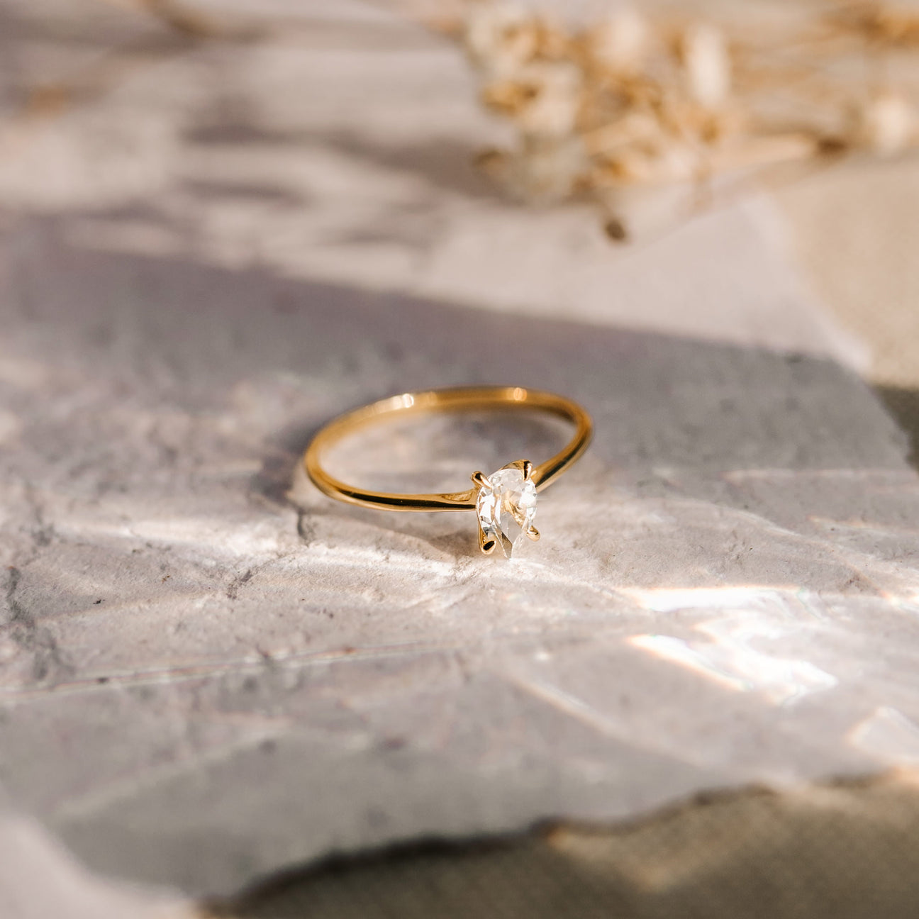 Pear Shaped Ring White Topaz- Martine | Linjer Jewelry