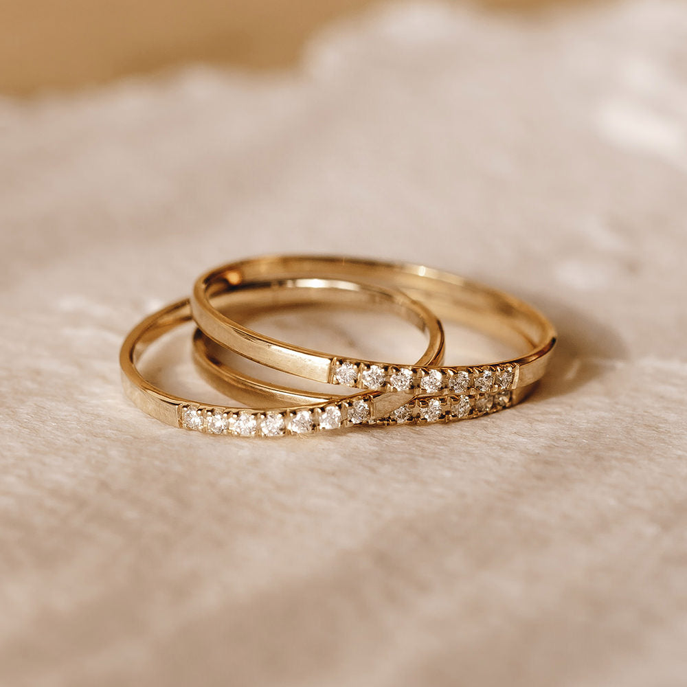 Dainty Pave Diamond Band Miriam in gold vermeil
