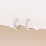 14k White Gold Diamond Huggie Earrings - Susanna