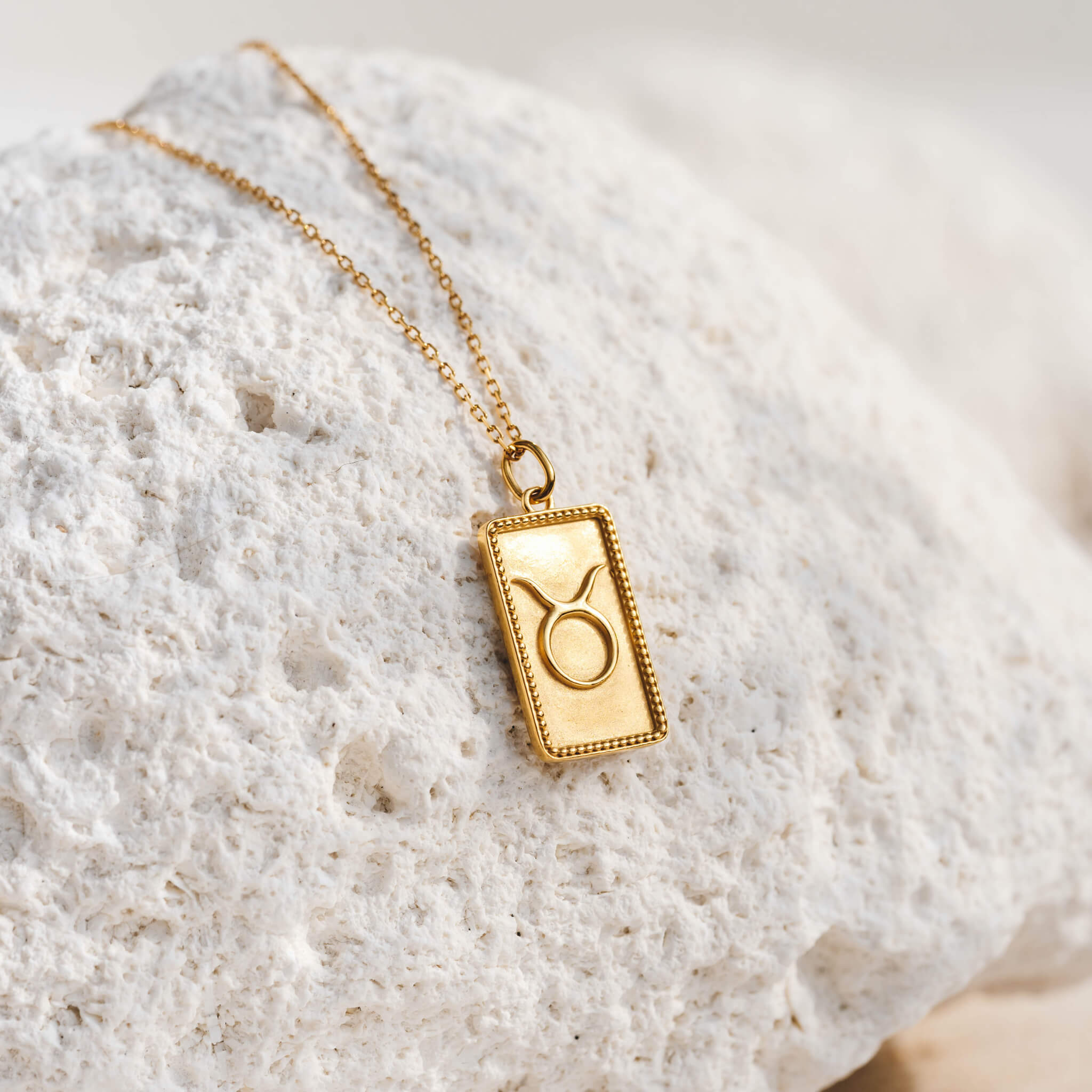 Buy Gold Toned Handcrafted Brass Taurus Zodiac Necklace |  M/P-CZP-08/GOLD/MOZA3 | The loom