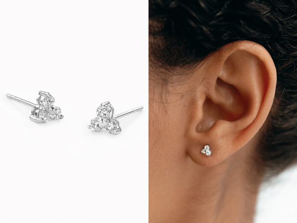 Mother's Day Jewelry -14k-White-Gold-Diamond-Stud-Earrings-Trillium