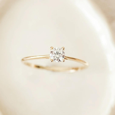 14k Gold - Diamond Solitaire Ring