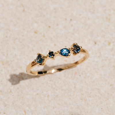 Unique Engagement - Ring 14k Gold London Blue Topaz Ring - Ilse Luxe

