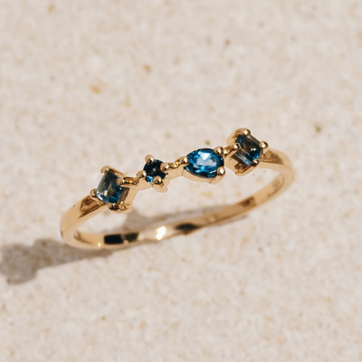 how much do engagement rings cost - 14k Gold London Blue Topaz Ring - Ilse Luxe

