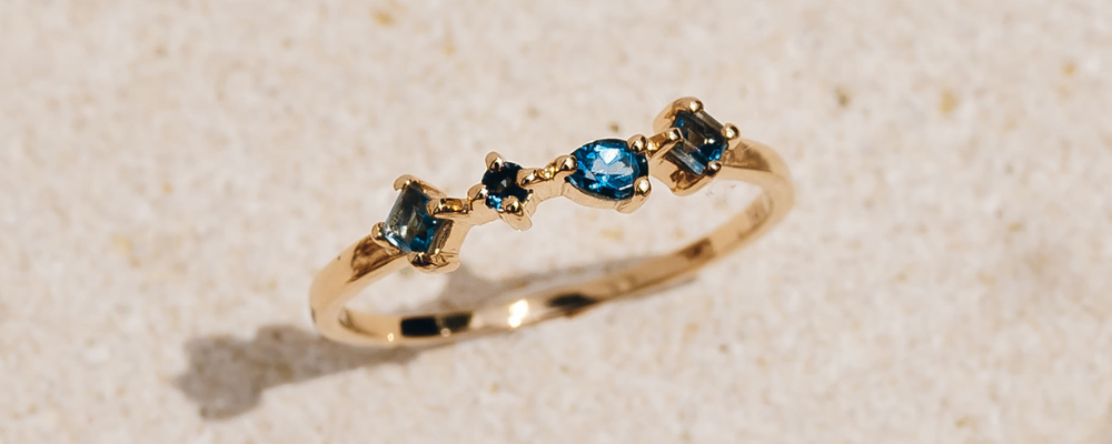 Gold Jewelry Identification Marks - 14k Gold London Blue Topaz Ring - Ilse Luxe