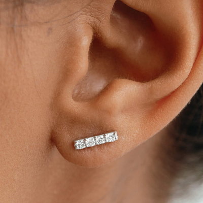 4 cs of diamonds - 14k White Gold Diamond Bar Stud Earrings - Lucia