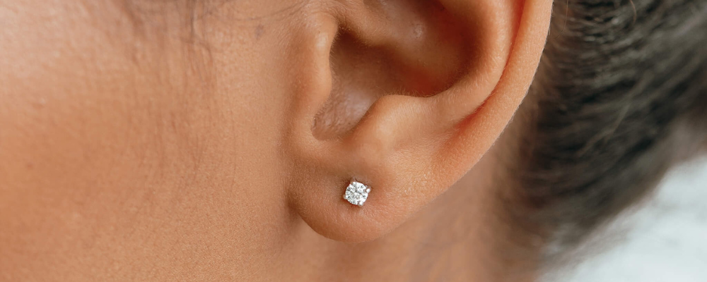 White Gold Earrings - 14k White Gold Diamond Stud Earrings 3mm - Aria