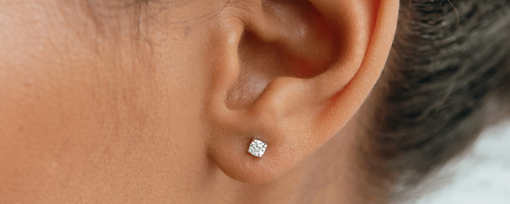Lab Grown Diamond Earrings - 14k White Gold Diamond Stud Earrings 3mm - Aria