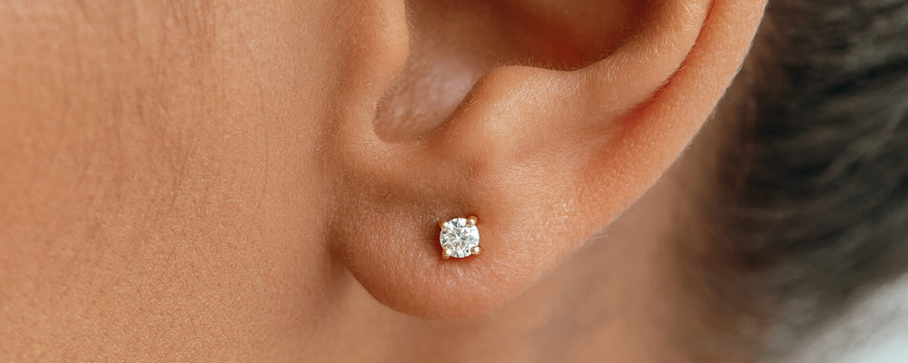 Simple Jewelry - 14k Yellow Gold Diamond Stud Earrings 3mm - Aria