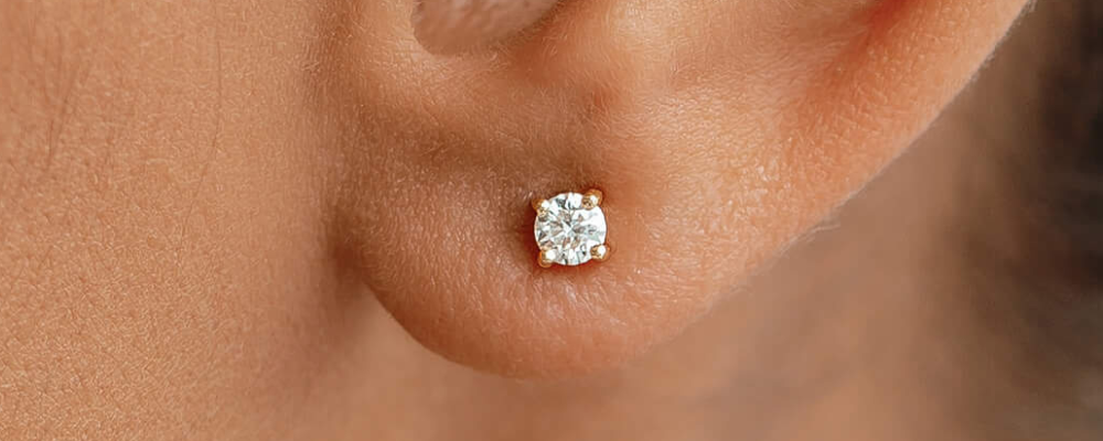 Bridal Jewelry - 14k Yellow Gold Diamond Stud Earrings 3mm - Aria